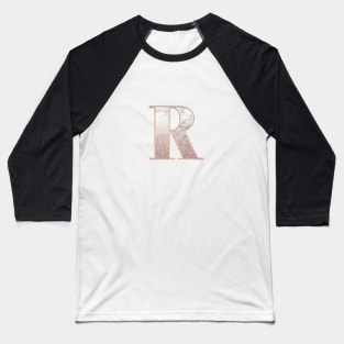 Monogram rose gold glitter marble R Baseball T-Shirt